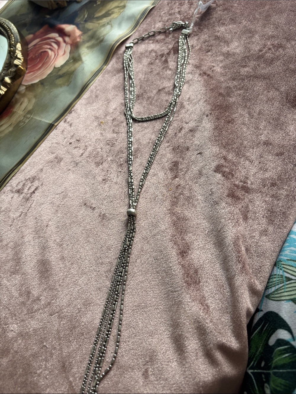 Free People Silver-Tone Multi-Strand Lariat Necklace with Tassel